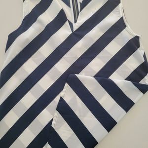 Alfred Sung, sleeveless top, XS, Navy/white stripe